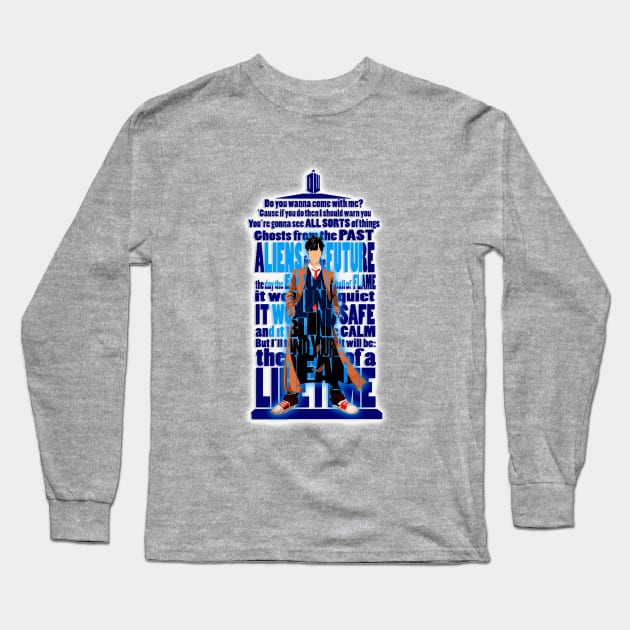 10th Doctor Typograph Long Sleeve T-Shirt by Dezigner007